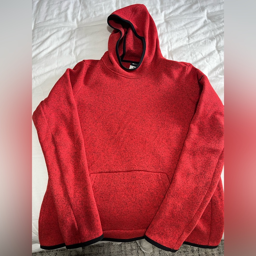 Nike red and black specked hooded jacket. Size L